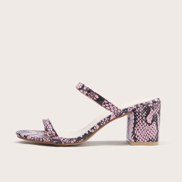 

Open Toe Chunky Heeled Sandal Mules, Pink
