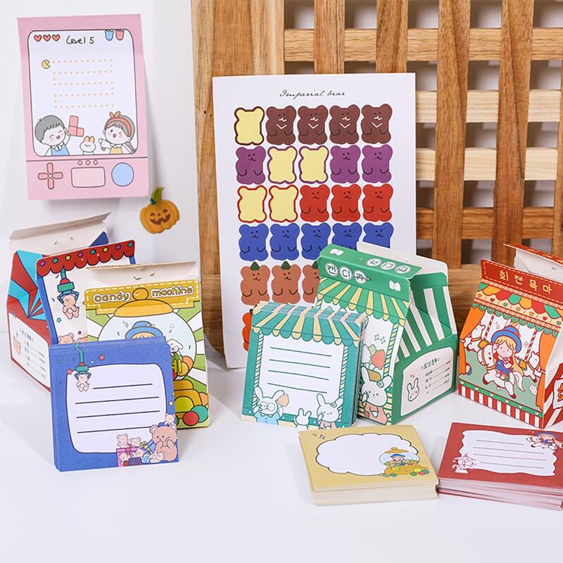 

1box Cartoon Graphic Random Sticky Note, Multicolor