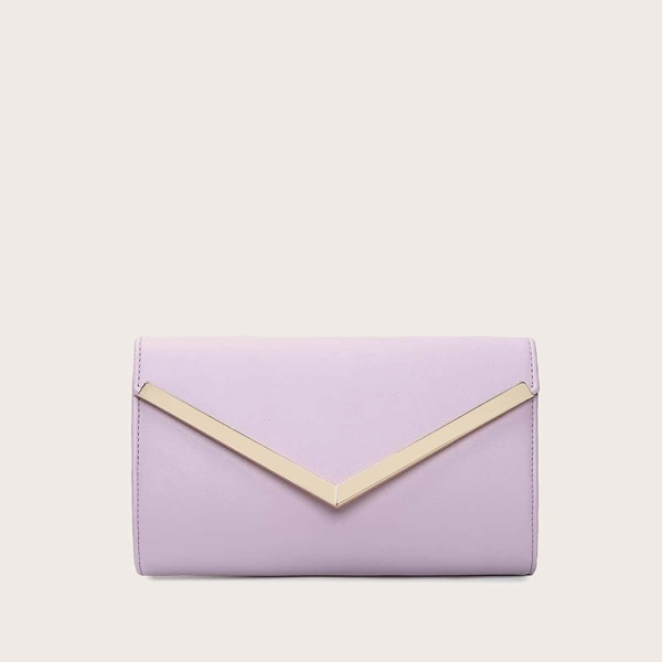 

Metal Edge Snap Button Clutch Bag, Purple