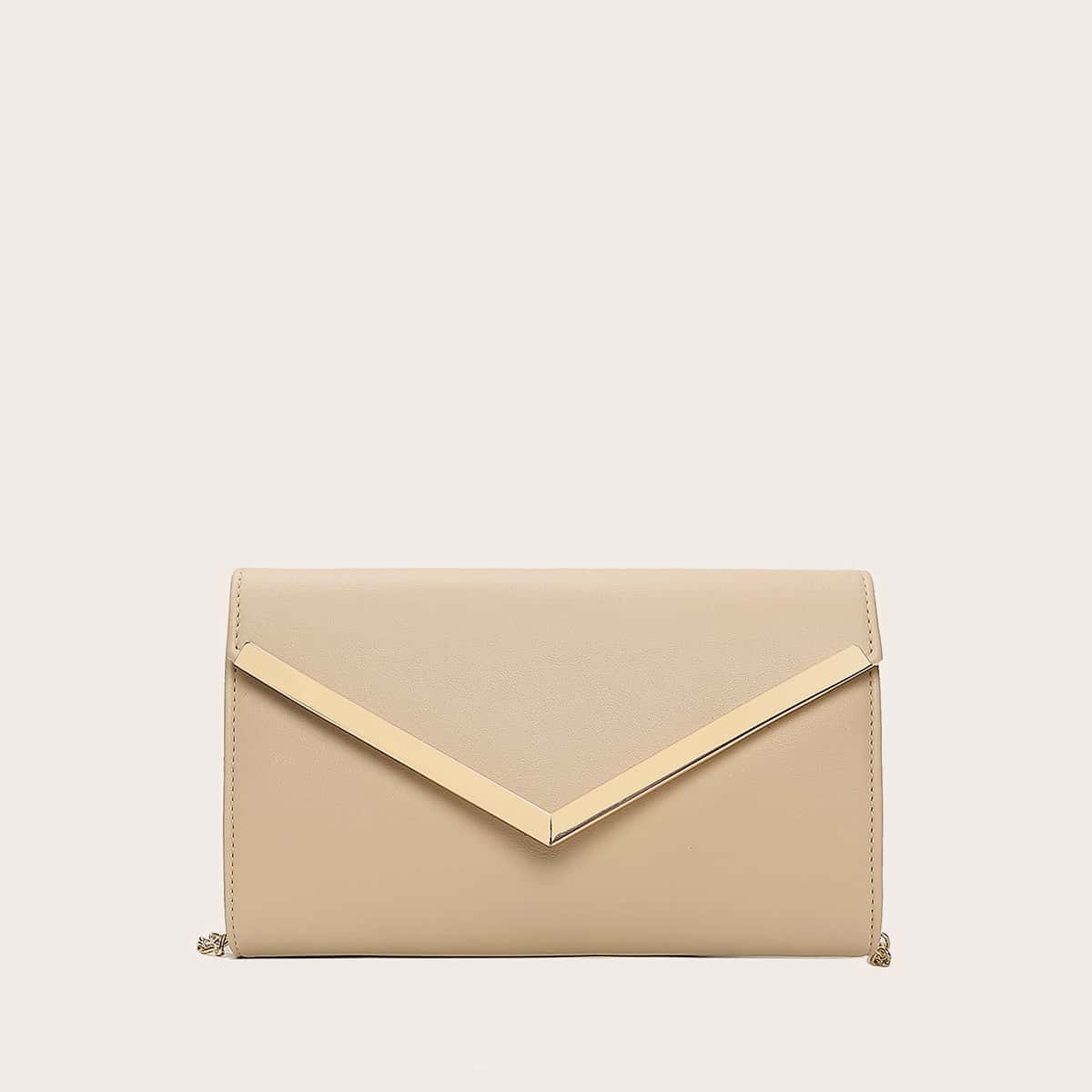 

Metal Edge Snap Button Clutch Bag, Apricot