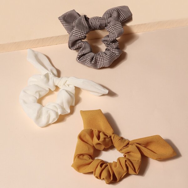 

3pcs Plaid Pattern Scrunchie, Multicolor
