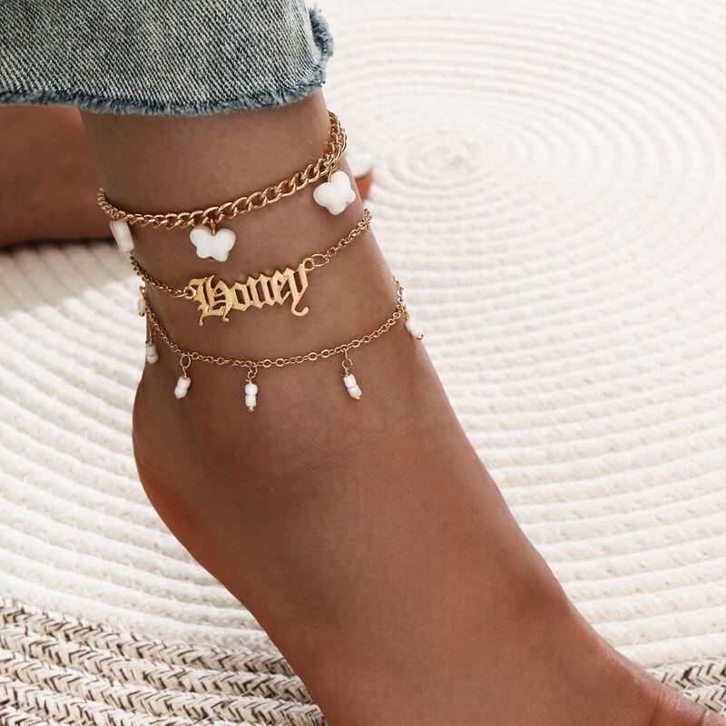 

3pcs Butterfly Chain Anklet, Gold