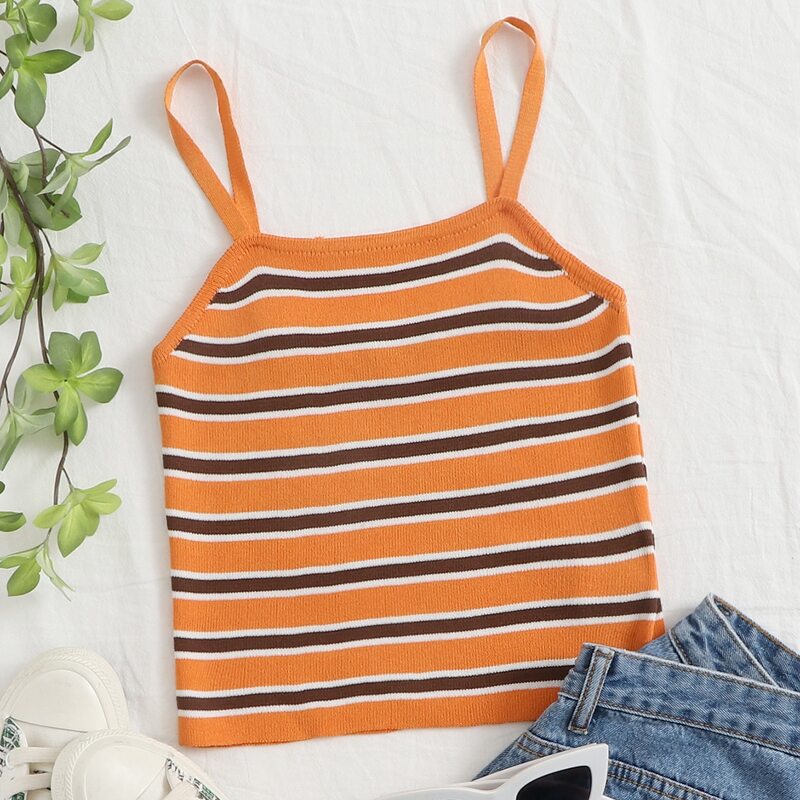 

Striped Knit Cami Top, Orange