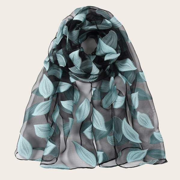 

Leaf Pattern Mesh Scarf, Multicolor