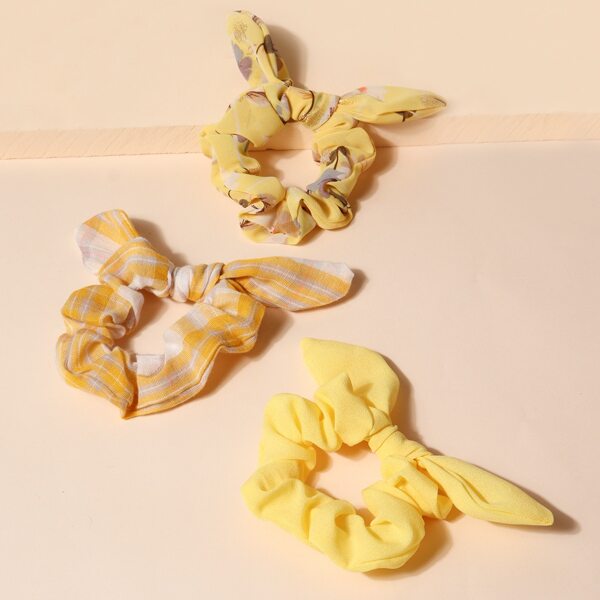 

3pcs Plaid Pattern Scrunchie, Multicolor
