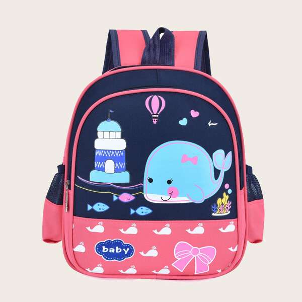 

Girls Cartoon Graphic Backpack, Blue