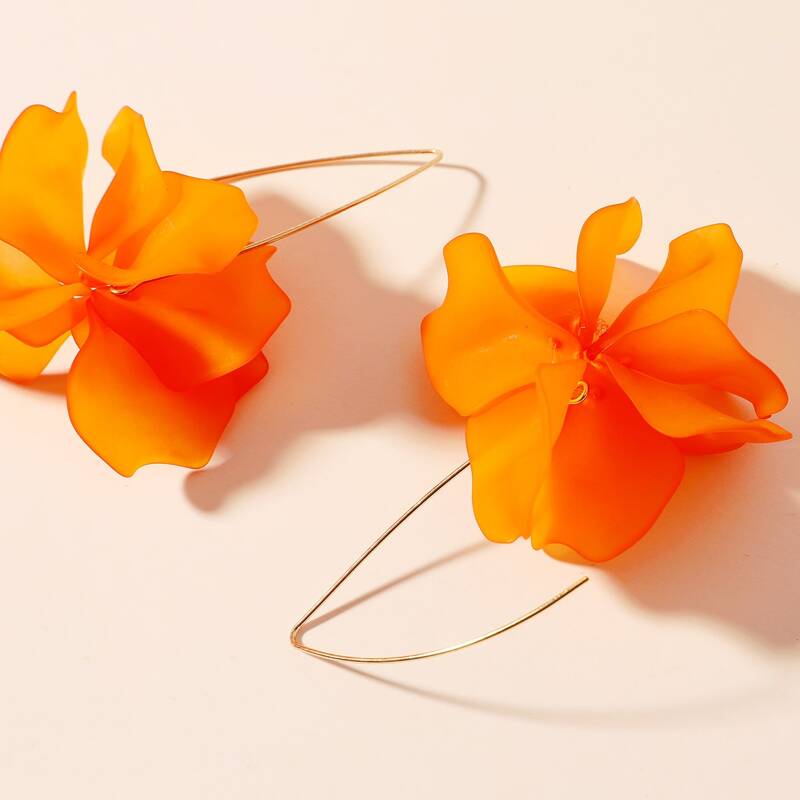 

Floral Decor Drop Earrings, Orange