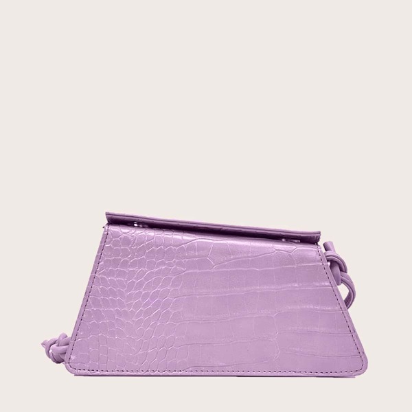 

Croc Embossed Asymmetrical Crossbody Bag, Purple