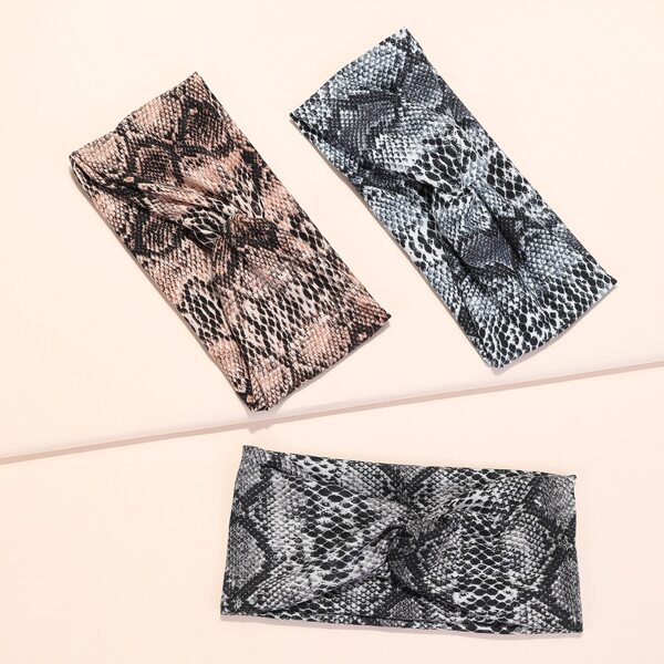 

3pcs Snakeskin Pattern Headband, Multicolor