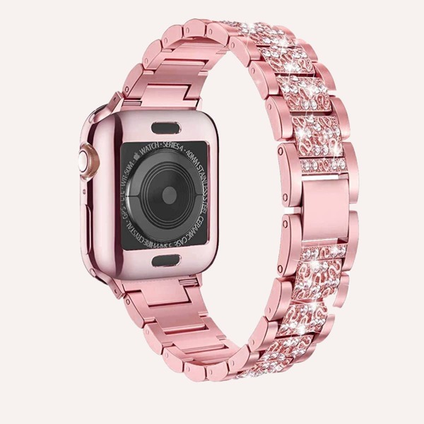 

Металлический ремешок для iWatch со стразами 1шт, Розовые