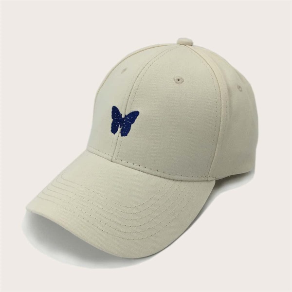 

Butterfly Embroidery Baseball Cap, Beige