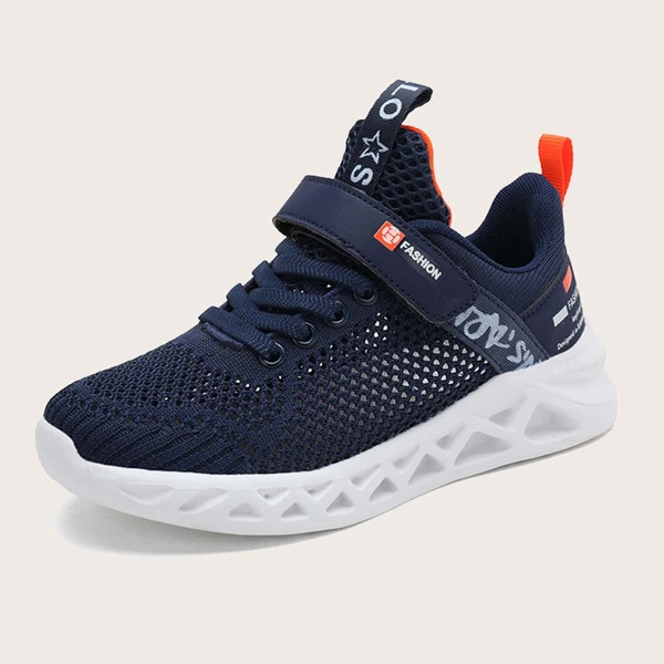 

Boys Letter Graphic Hollow Out Sneakers, Navy blue