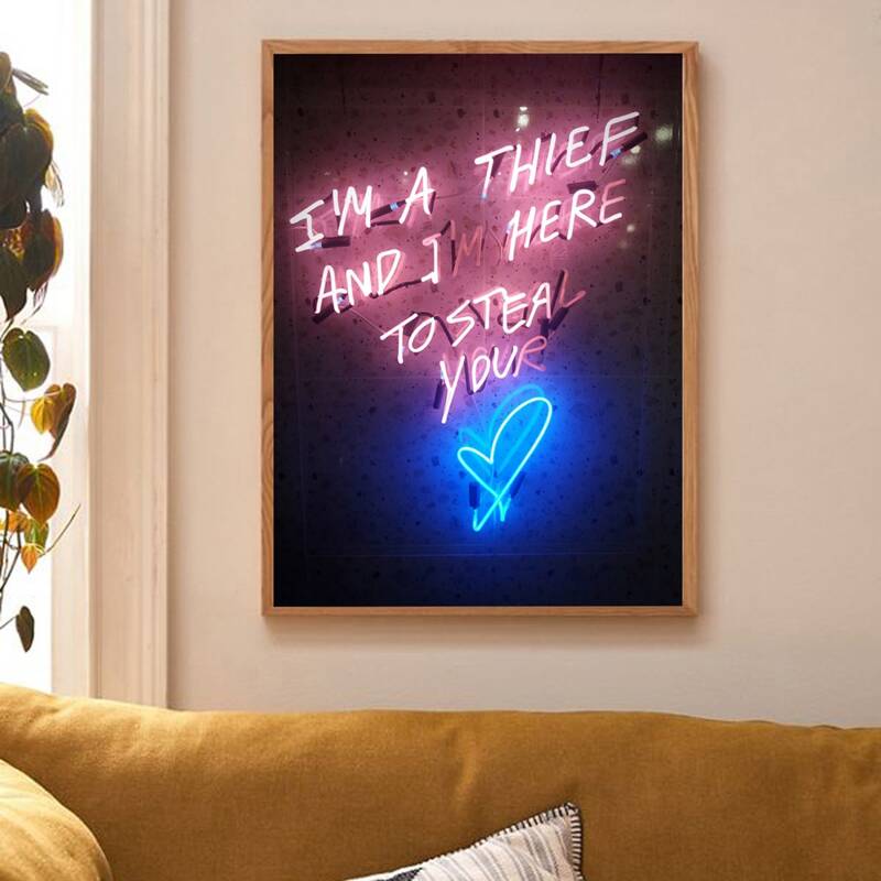 

Slogan Graphic Wall Painting Without Frame, Multicolor