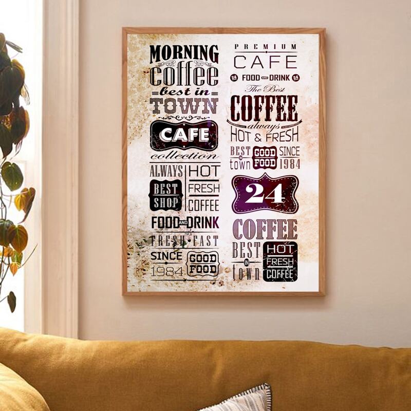 

Letter Graphic Wall Painting Without Frame, Multicolor