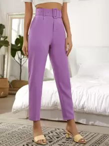 Aveloria Self Tie Cropped Tailored Trousers - Lilac Purple - View 4