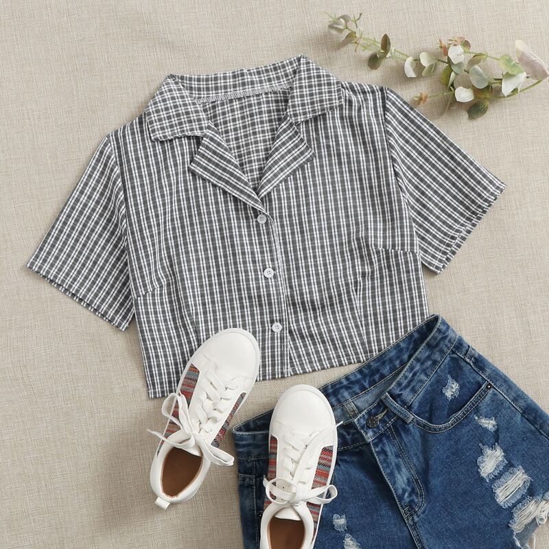 

Plaid Crop Shirt, Multicolor