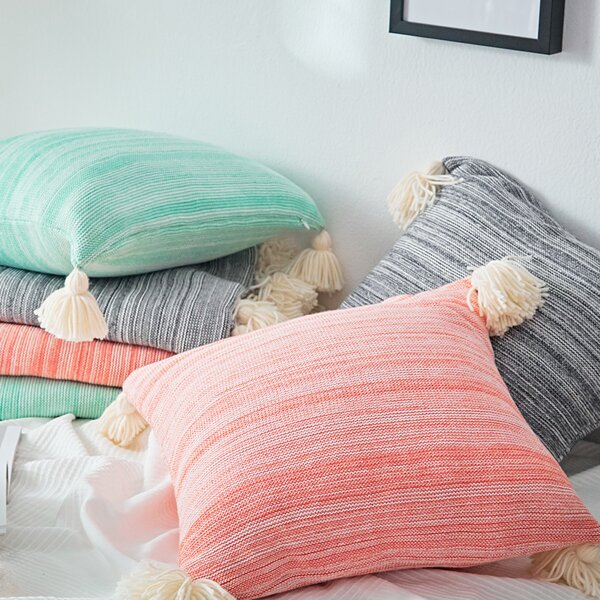 

1pc Tassel Decor Cushion Cover Without Filler, Multicolor