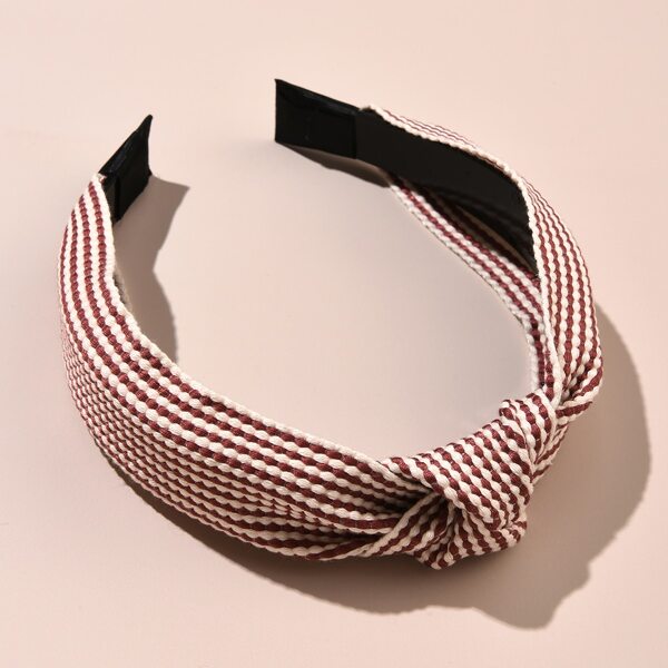 

Striped Pattern Hair Hoop, Red and white