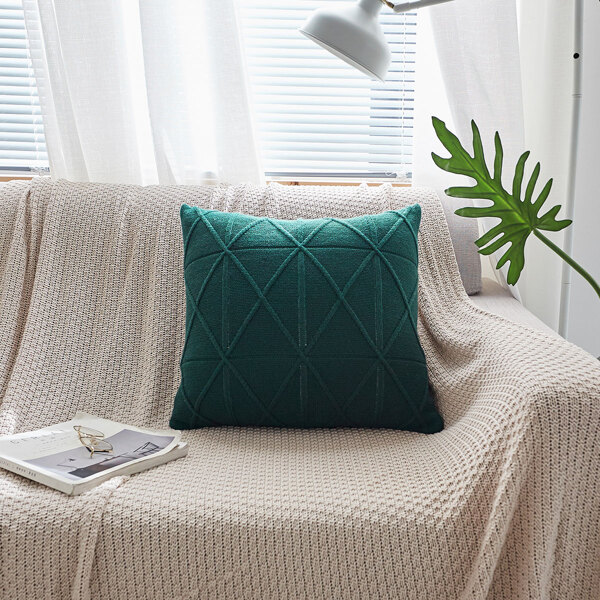 

Solid Knitted Cushion Cover Without Filler, Dark green