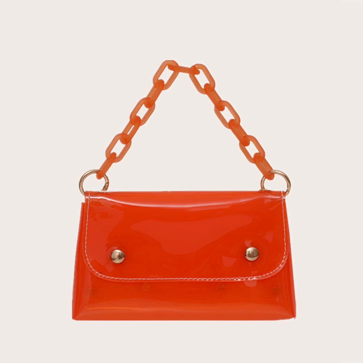 

Jelly Chain Satchel Bag, Orange bright