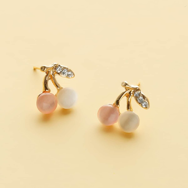 

Girls Rhinestone Cherry Stud Earrings, Multicolor