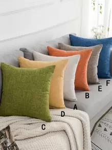 1 pieza funda de cojín unicolor sin relleno - Multicolor - Ver 2