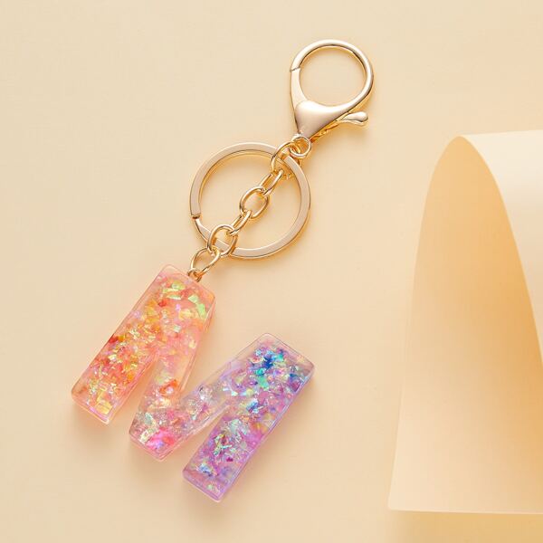 

M Charm Keychain, Multicolor