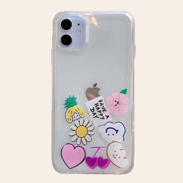 

1pc Cartoon Graphic iPhone Case, Clear