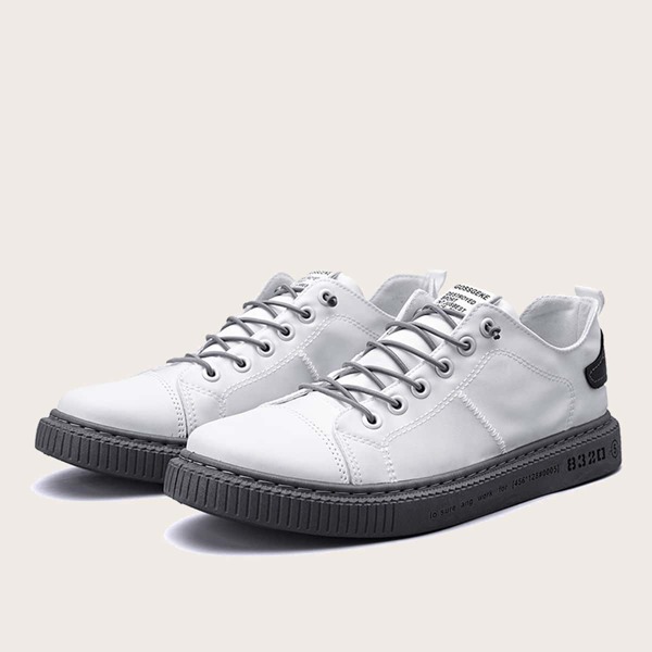 

Men Lace-up Front Low Top Sneakers, White