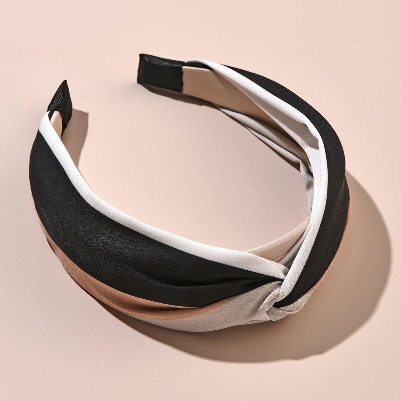 Cross Decor Hair Hoop, Black and white