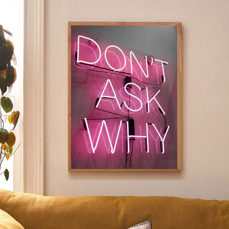 

Slogan Graphic Wall Painting Without Frame, Multicolor