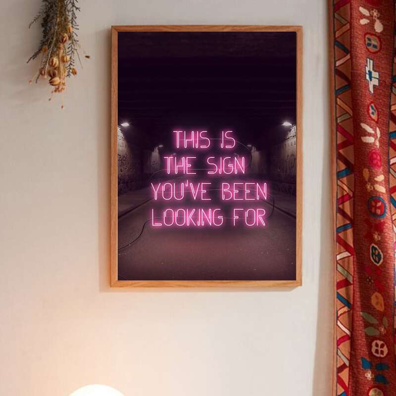 

Slogan Graphic Wall Painting Without Frame, Multicolor