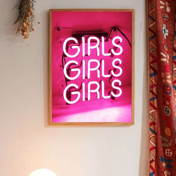 

Letter Graphic Wall Painting Without Frame, Multicolor