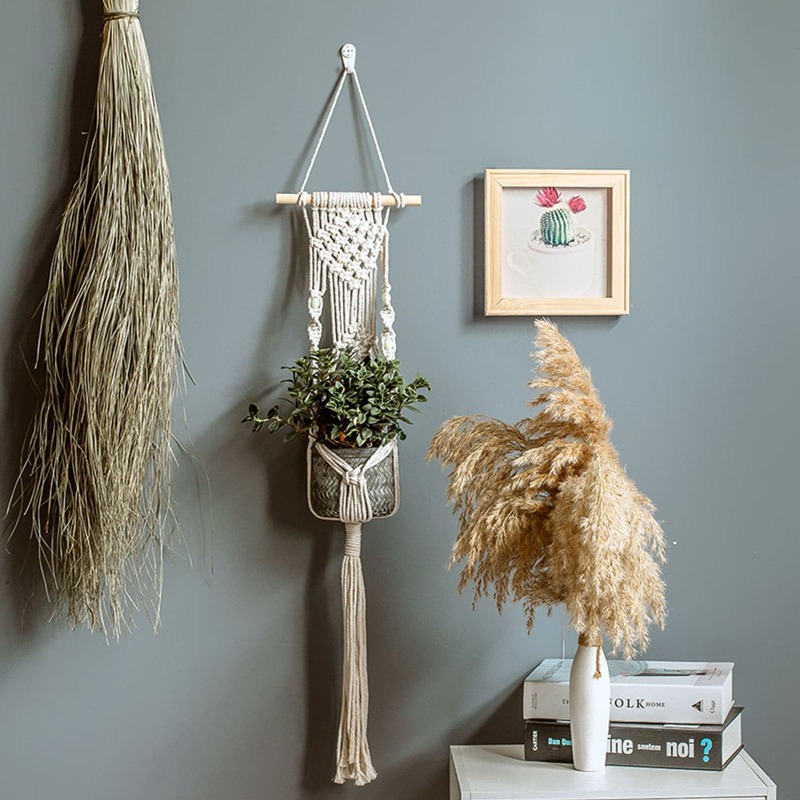 

1pc Braided Boho Wall Decor, Beige