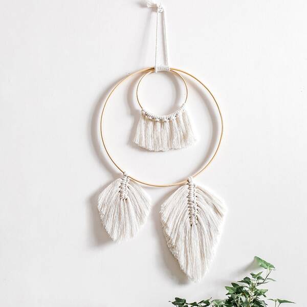

Tassel Decor Braided Dreamcatcher, Beige
