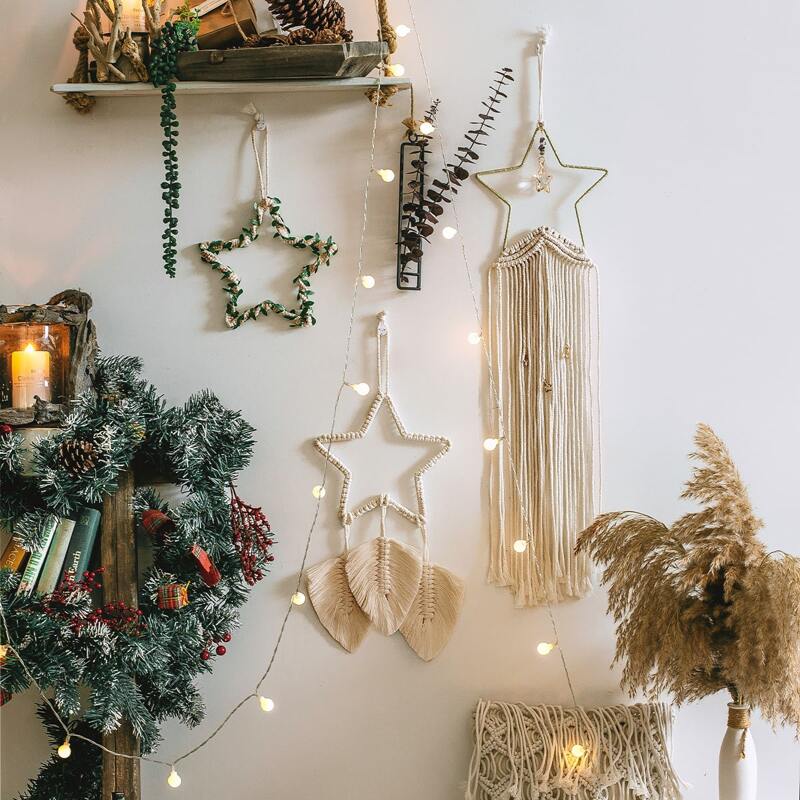 

1pc Star Braided Wall Decor, Beige