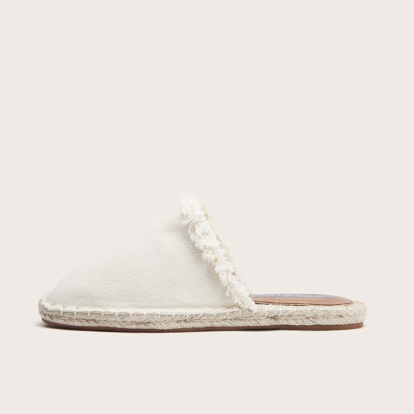 

Fray Trim Flat Mules, Apricot