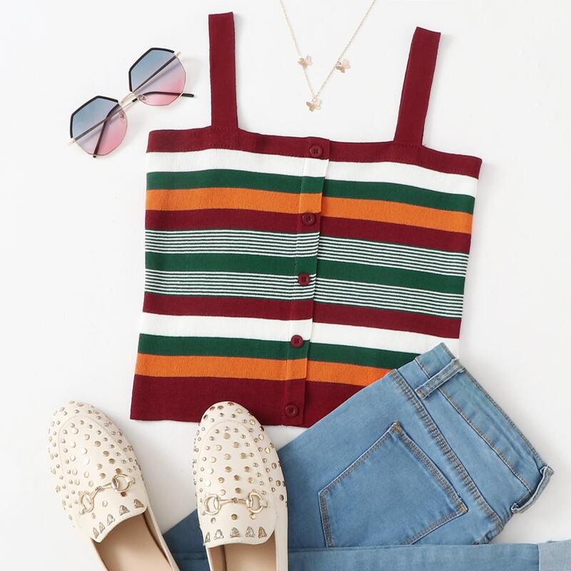 

Striped Knit Cami Top, Multicolor