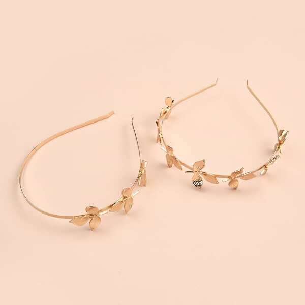 

2pcs Butterfly Decor Hair Hoop, Gold