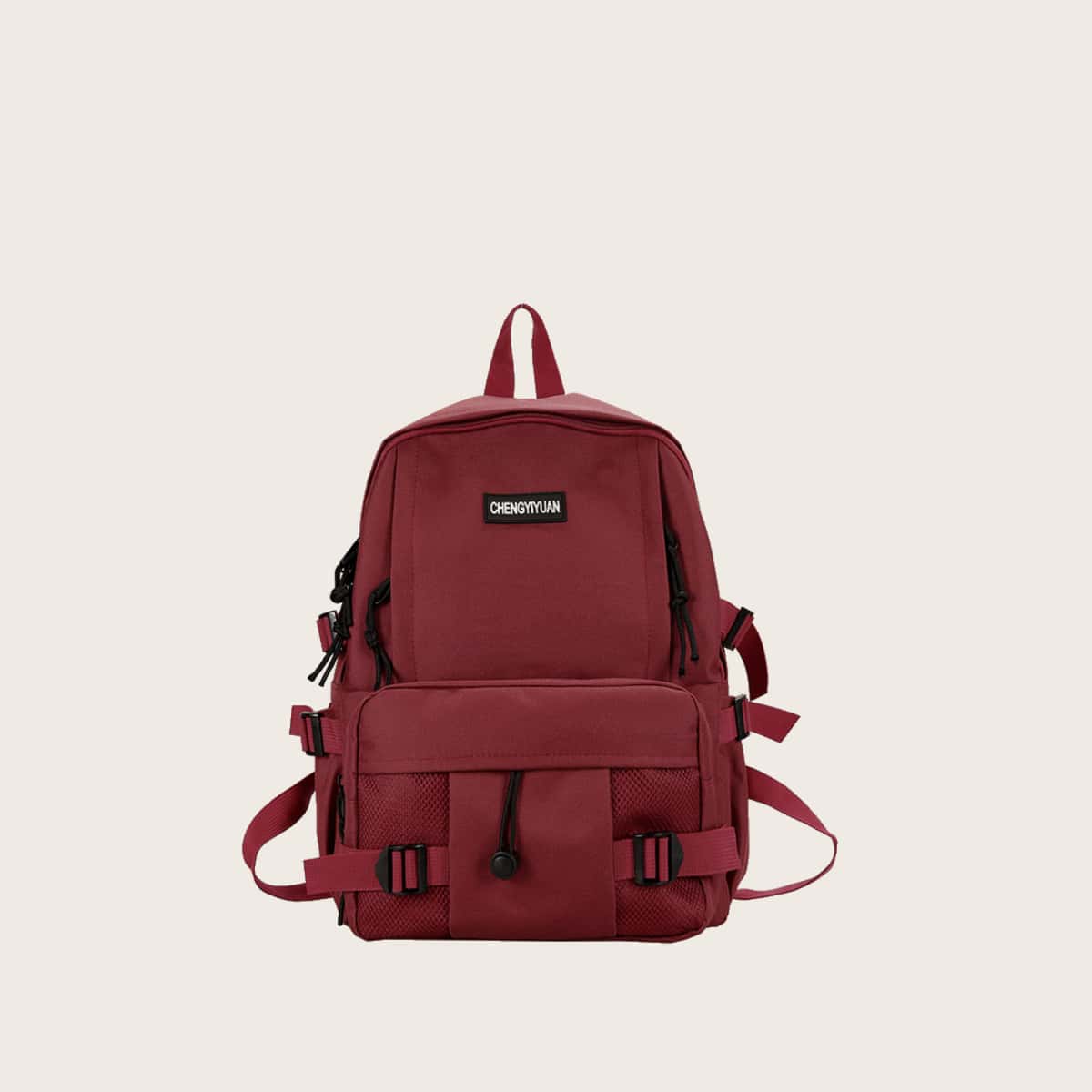 

Buckle Pocket Backpack, Maroon