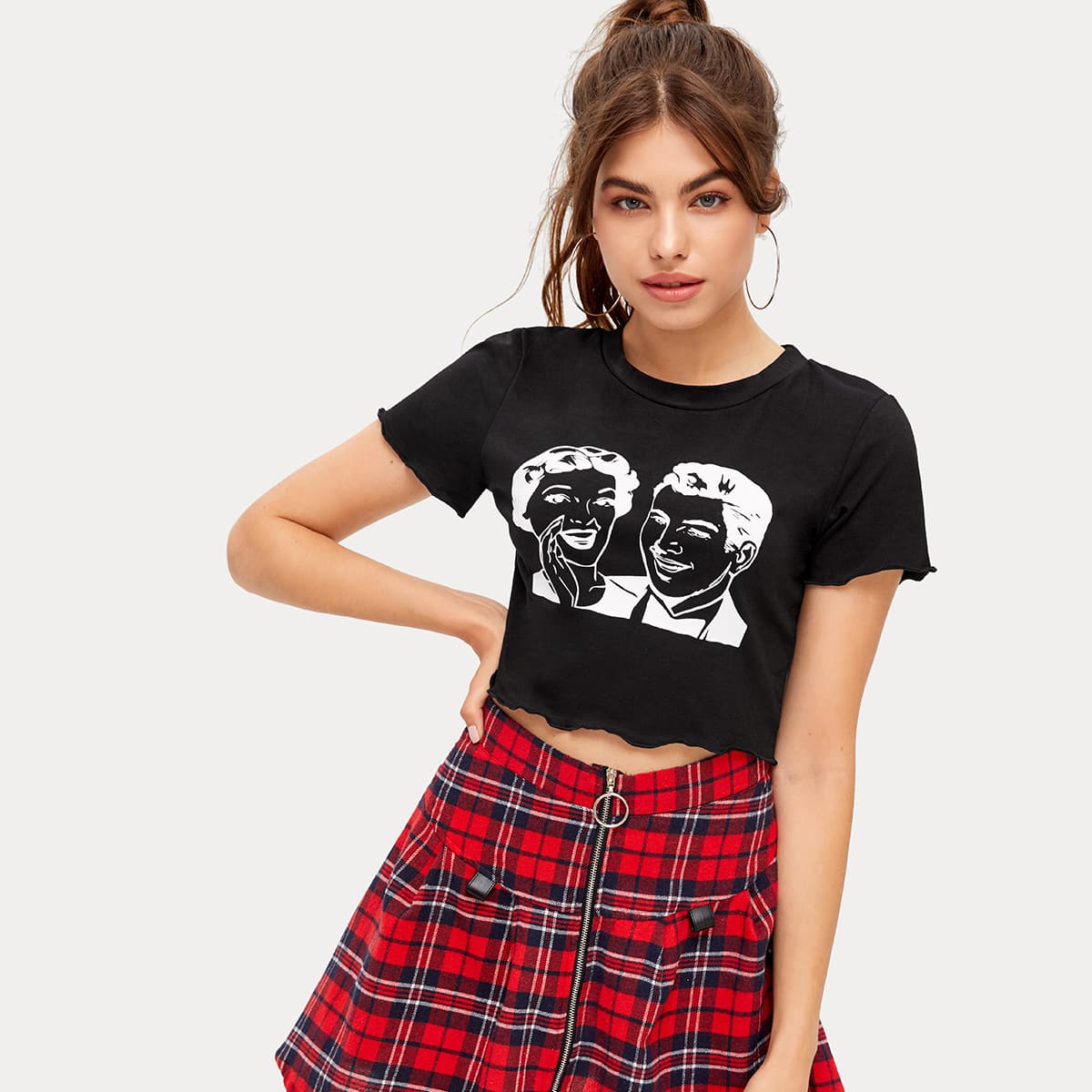 

Figure Graphic Crop Top, Black
