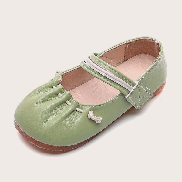 

Toddler Girls Ruched Velcro Strap Flats, Green