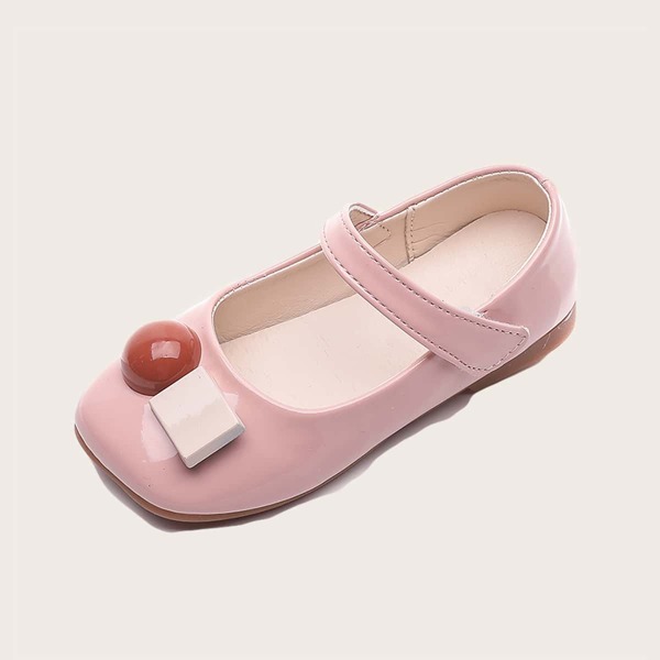 

Toddler Girls Geometric Appliques Velcro Strap Flats, Pink