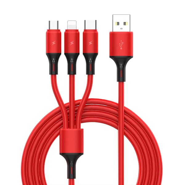 

3 In 1 Mobile Phone Data Cable, Red