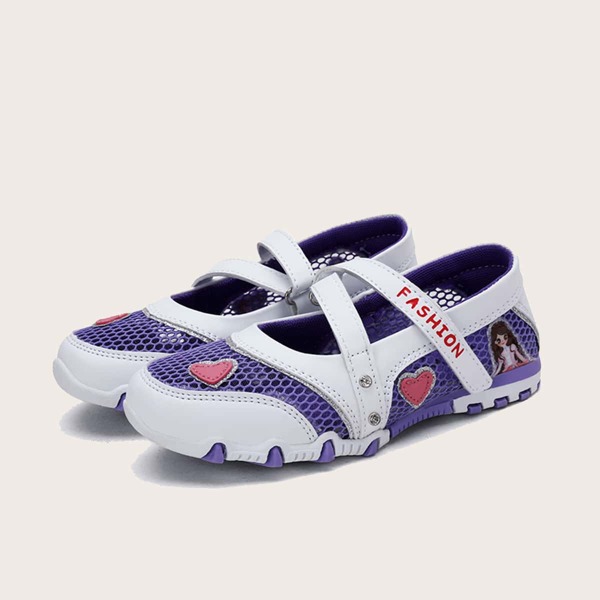 

Girls Cartoon Graphic Hollow Out Slip On Flats, Purple