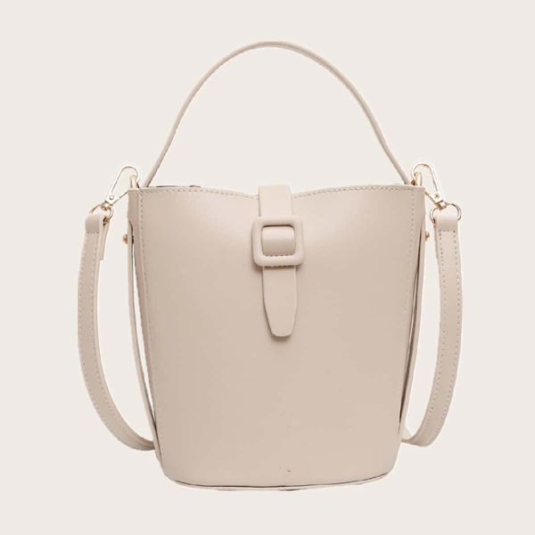 

Buckle Strap Bucket Bag, Beige
