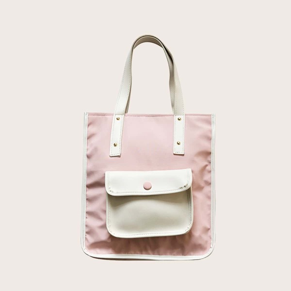 

Double Handle Large Capacity Tote Bag, Pink