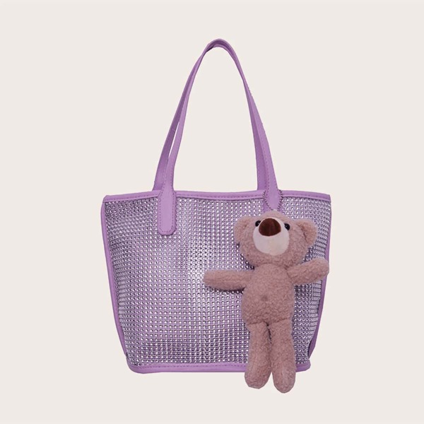 

Rhinestone Detail Tote Bag, Purple