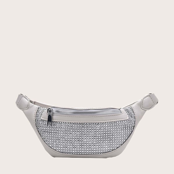 

Rhinestone Detail Fanny Pack, White