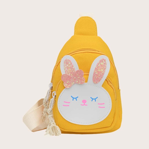 

Girls Cartoon Rabbit Detail Sling Bag, Yellow